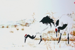 Sumi-e, painting, Beppe Mokuza, Zen, meditation, landscape, cranes, brush, ink