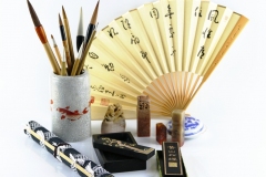 brushes, painting, sumi-e, ink, black, fan, rice paper, seals, meditation, monk, Japan, japanese, art