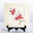Opera dipinta a mano rappresentante un ramo di fiori di pruno su cartoncino di riso 25x27cm con firma autore e sigillo