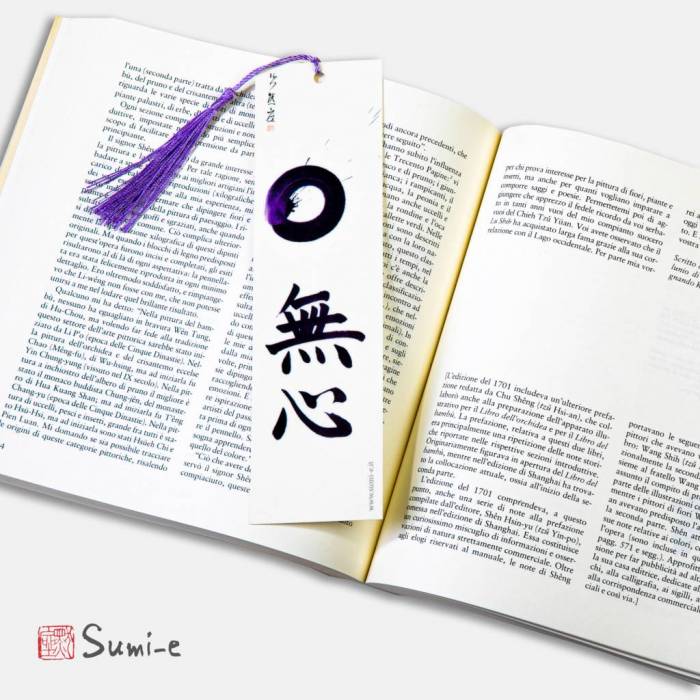 segnalibro-libro-sumie-pittura-inchiostro-giapponese-nappina-cerchio-enso-calligrafia-mushin