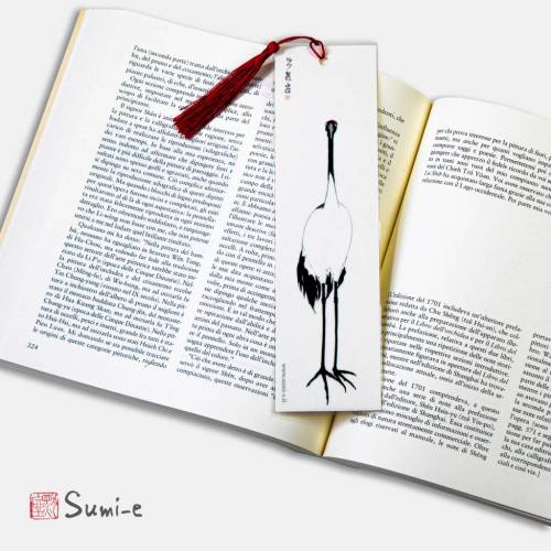 segnalibro-libro-sumie-pittura-inchiostro-giapponese-nappina-gru