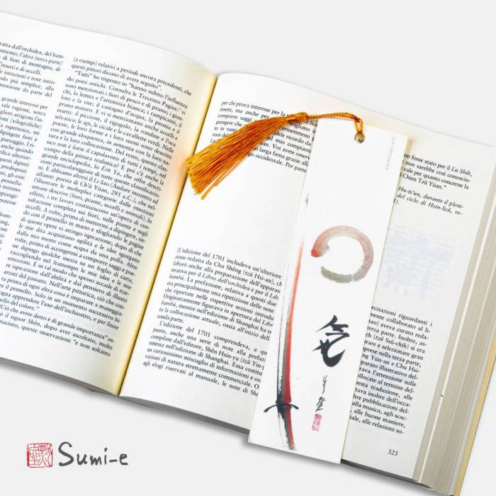 segnalibro-libro-sumie-pittura-inchiostro-giapponese-nappina-katana-spada-samurai-cerchio-enso-ki-energia