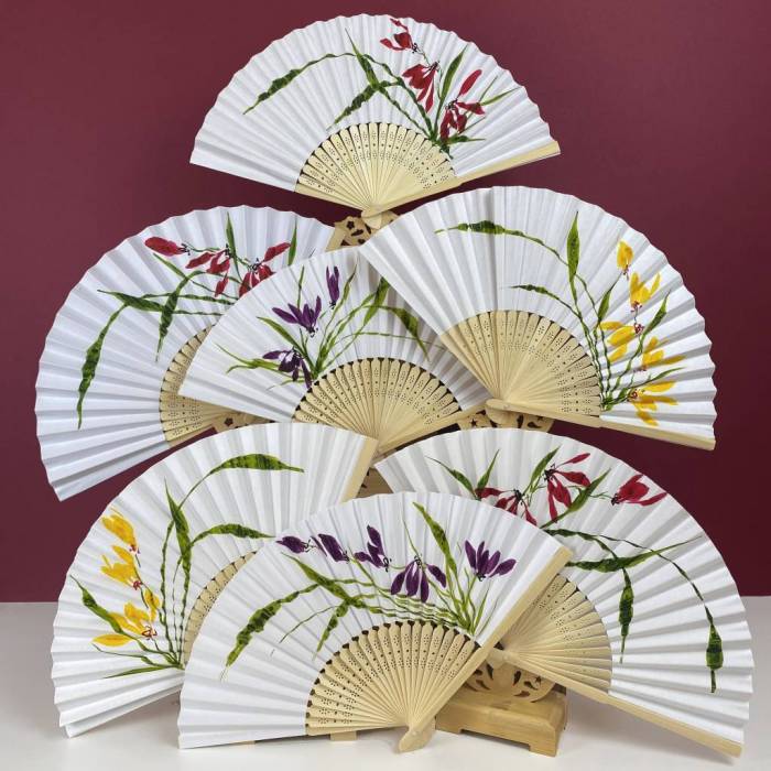 Ventaglio dipinto a mano - Orchidea - immagine 2